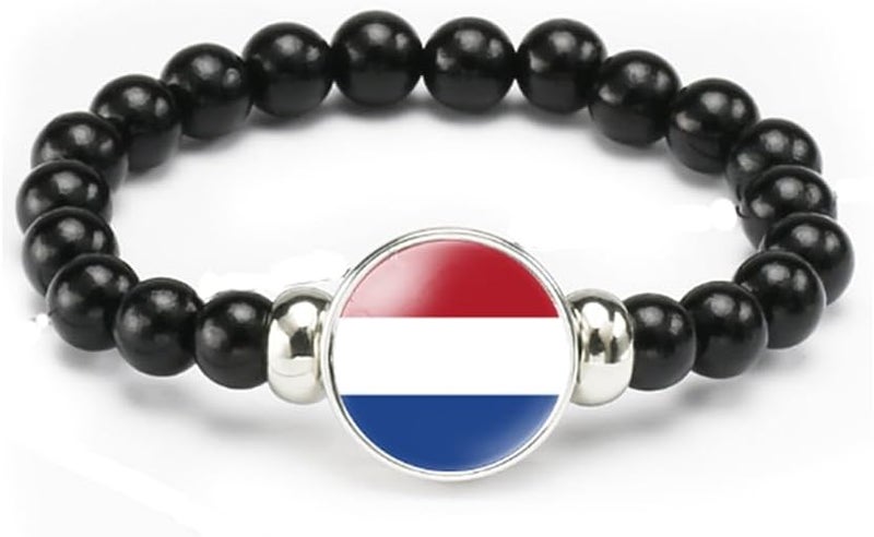 vmcoatdu National Flag Bracelet Elastic Rope Beaded Bracelet Support Your Country Travel Souvenir Gifts for Men Women - Image 1